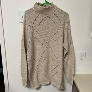 NWOT Women's Knitted Pullover Sweater Mock Neck Long‎ Sleeve Tan One Size
